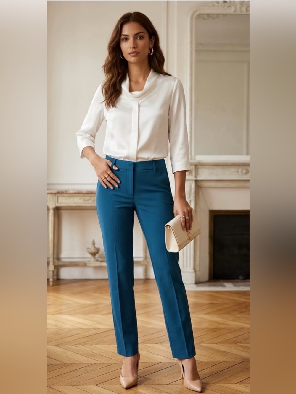 New York & Company Teal Straight-Leg Chinos for Women - Size L - NWOT
